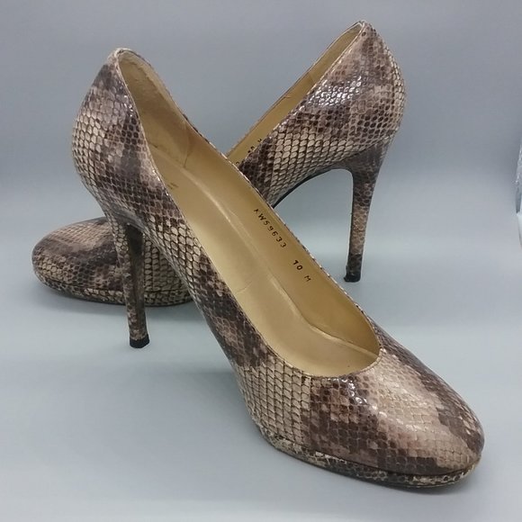 Stuart Weitzman Snake Print Platform Pumps - Picture 5 of 15